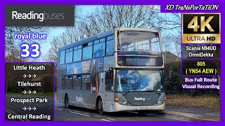 Reading buses royal blue 33  Little Heath ➝ Central Reading Station Road【4K UW】 [upl. by Mieka497]