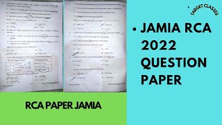 JAMIA RCA 2022 QUESTONS PAPER jamiarca targetclasses jamia questionpaper [upl. by Pelagia539]