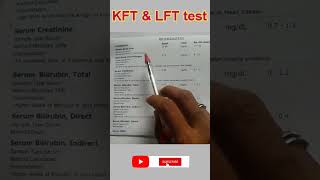 kidney function Test  Liver function Test normal range shorts shortfeed [upl. by Ynaffi]