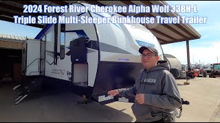 2024 Forest River Cherokee Alpha Wolf 33BH L Triple Slide Multi Sleeper Bunkhouse Travel Trailer [upl. by Dorr777]