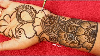 Very beautiful stylish front hand mehandi ka design  easy mehendi design  Simple wedding mehndi [upl. by Rochester]