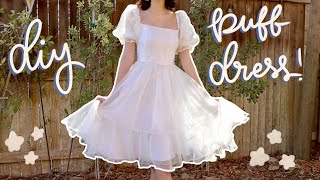 Diy Puff Sleeve Dress  Pattern Available  Selkie Inspired Puff Dress Tutorial ✨so dreamy✨ [upl. by Ehtnax]