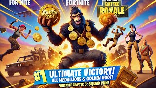 Fortnite Chapter 5 Season 3 Wrecked  All Medallions Golden Loot and Squad Win [upl. by Kcirddec]