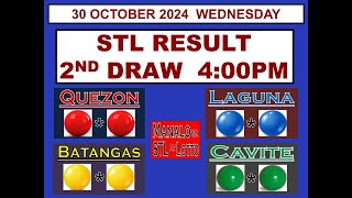 STL 2ND DRAW 4PM Result STL Cavite STL Quezon STL Laguna 30 October 2024 WEDNESDAY [upl. by Ellenrahc]