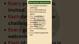 Distributive determiners in English  English Grammar shorts [upl. by Yblek]