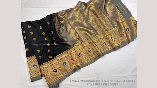 Gadwal pure silk handloom sarees gadwalpattusarees partywear gadwalsilk silksaree silk saree [upl. by Notrom]