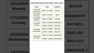 9th CHRISTMAS EXAM 2024 TIME TABLE 9th 9thclass class9 timetable 2024 [upl. by Wing]