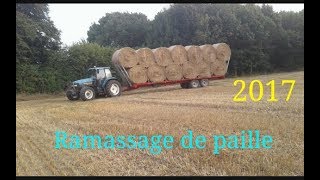 Gopro 🚜Ramassage de paille 2017  new Holland 8160 chevance  new Holland t6010 [upl. by Eecyaj]