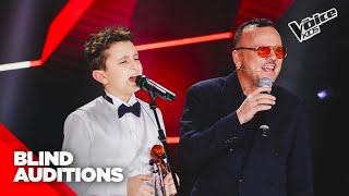 Francesco e il suo violino conquistano Gigi D’Alessio  The Voice Kids 3 Blind Auditions [upl. by Toy]