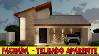 MODELOS DE FACHADAS DE CASAS MODERNAS COM TELHADO APARENTE [upl. by Uhile482]