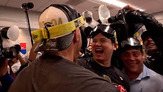 2024 World Series Dodgers celebrate championship inside clubhouse at Yankee Stadium [upl. by Tamera]