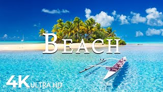 FLYING OVER BEACH 4K UHD  Soothing Music Along With Beautiful Nature Video  4K Video Ultra HD [upl. by Stephana]