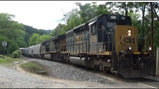 CSX L 140 03 Local Covered Hoppers by Rolling Acres 7324 SD403 ES40DC lead [upl. by Auqinom798]