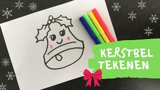 KERST TEKENEN  ✎ KERSTBEL TEKENEN ✎ Kawaii tekenen kerst [upl. by Anilys]