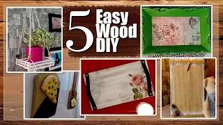 5 Easy Wooden Crafts  Wood DIY [upl. by Eihctir]