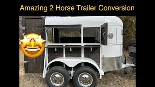 2 horse trailer conversion Gloss White with Wellington Brown wood [upl. by Giffer]