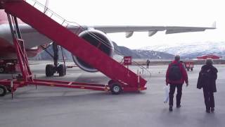 Air Greenland A330 in Kangerlussuaq Greenland External and short internal view takeoff [upl. by Eikcid]