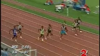 ATHLETISME  RETRO RECORD DU MONDE 100 M [upl. by Enowtna]