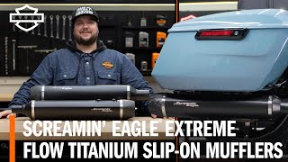 HarleyDavidson Screamin Eagle Extreme Flow Titanium SlipOn Mufflers Overview [upl. by Dott]