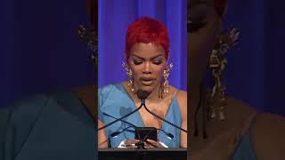 Teyana Taylor Receives her NBR Breakthrough Performance Award Slays Sizzling Red Pixie Cut [upl. by Ettezoj]