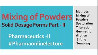 Methods of Mixing Of Powder Solid Dosage Forms PartII PharmaceuticsII WORLD OF PHARMACY [upl. by Iatnohs474]