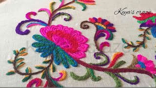 Tutorial no99  Kashmirikashida embroiderypart 1 with drawing  Keyas craze  hand embroidery [upl. by Teiluj306]