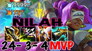 WILD RIFT NILAH ADC GAMEPLAY  24 3  4 MVP  NILAH BUILD RUNES [upl. by Naldo]