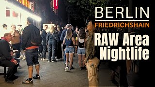 Berlin Night Walk 2023  RAW Area  Warschauer Straße  Street Party  Nightlife  Clubs [upl. by Warrenne399]