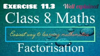 Factorisation class 8 exercise 113 ml aggarwal factorisation mlaggarwal class8maths [upl. by Sheena761]