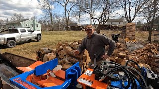 Finishing up Shagbark Hickory with an Eastonmade 1222 wood splitter [upl. by Loralie]