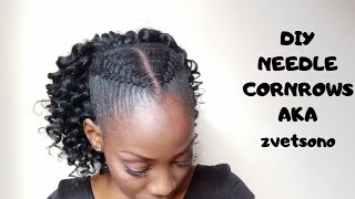 NEEDLE STITCH CORNROWS AKAzvetsono DIY [upl. by Hillari]