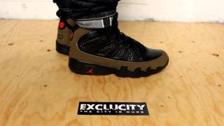 AIR JORDAN RETRO 9 quotOLIVESquot ON FEET EDITION  EXCLUCITY [upl. by Ronyam947]