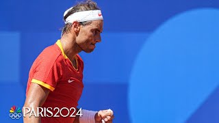 Nadal shows off vintage skill in SENSATIONAL rally with Djokovic  Paris Olympics  NBC Sports [upl. by Dougy516]