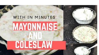 How to make mayonnaise and coleslaw with in minutesമയോന്നൈസ് suluz yummy diaries [upl. by Aihseuqal]