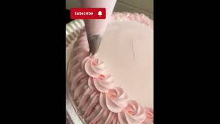 new cake designpinkcakerosette cake designM1 nozzle cakedesignpink cake for girlspink rosette [upl. by Sivram118]