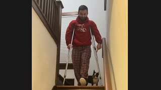 71 Pro tip How to use crutches on stairs when nonweightbearing—ACL and meniscus repair [upl. by Anaoy923]