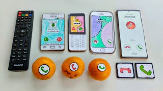 SAMSUNG S2 NOKIA 220 IPHONE 5 GALAXY S24 ULTRA incoming call with button in fresh orange fruit [upl. by Eibrad]