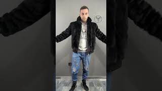 Mink fur bomber jacket for Mens made in Greece jacket winterfashion style [upl. by Eugatnom721]