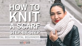 How to Knit a Scarf for Beginners Step By Step [upl. by Arnst]