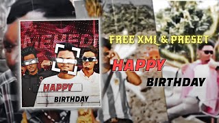 HAPPY BIRTHDAY 🎉 AE INSPIRED ALIGHT MOTION BADASS EDIT XML PRESET xml [upl. by Orella]