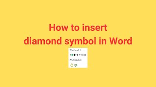 How to insert diamond symbol in Word [upl. by Iroj]