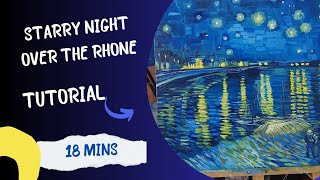 How to paint Starry Night Over the Rhone  acrylic painting tutorial [upl. by Nylirehs359]