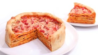 PASTEL DE PIZZA  Receta INCREÍBLE y DELICIOSA [upl. by Brigette668]