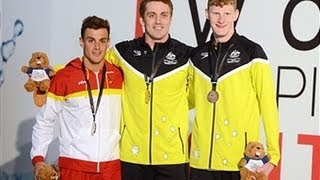 Swimming  Mens 100m freestyle S9 medal ceremony  2013 IPC Swimming World Championships Montreal [upl. by Lynnett]