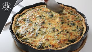 Spinach Quiche Recipe Easy spinach and feta cheese quiche  Ispanaklı ve Peynirli Kiş Tarifi [upl. by Elleryt]