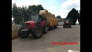 Ramassage de paille 2018  Massey ferguson 6465 amp 5609 [upl. by Jankey]