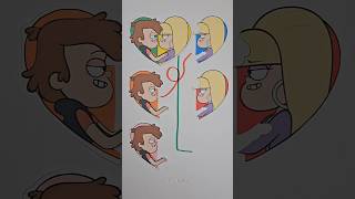 Gravity Falls Dipper and Pacifica Heart Color Mix Line Challenge shorts art craft [upl. by Azne]