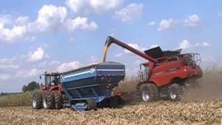 Case IH 8120 AxialFlow Combine Unloading on the Go [upl. by Pitchford550]