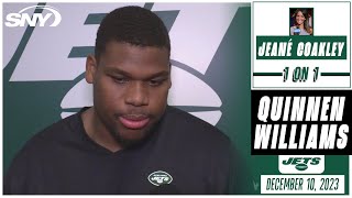 Quinnen Williams talks elite Jets defense a smiling Zach Wilson after win over Texans  SNY [upl. by Aveline615]