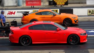 2020 Mustang Shelby GT500 vs Dodge Charger Hellcat at Byron Dragway [upl. by Ossie496]